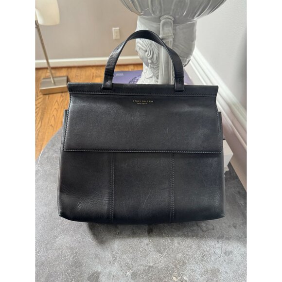 Tory Burch Large Block T Satchel Bag Black Leather - Picture 7 of 14